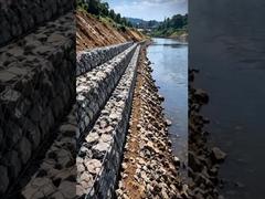 Construção do muro de Gabião no mundo real | Projeto de malha de gabião hexagonal de torção tripla